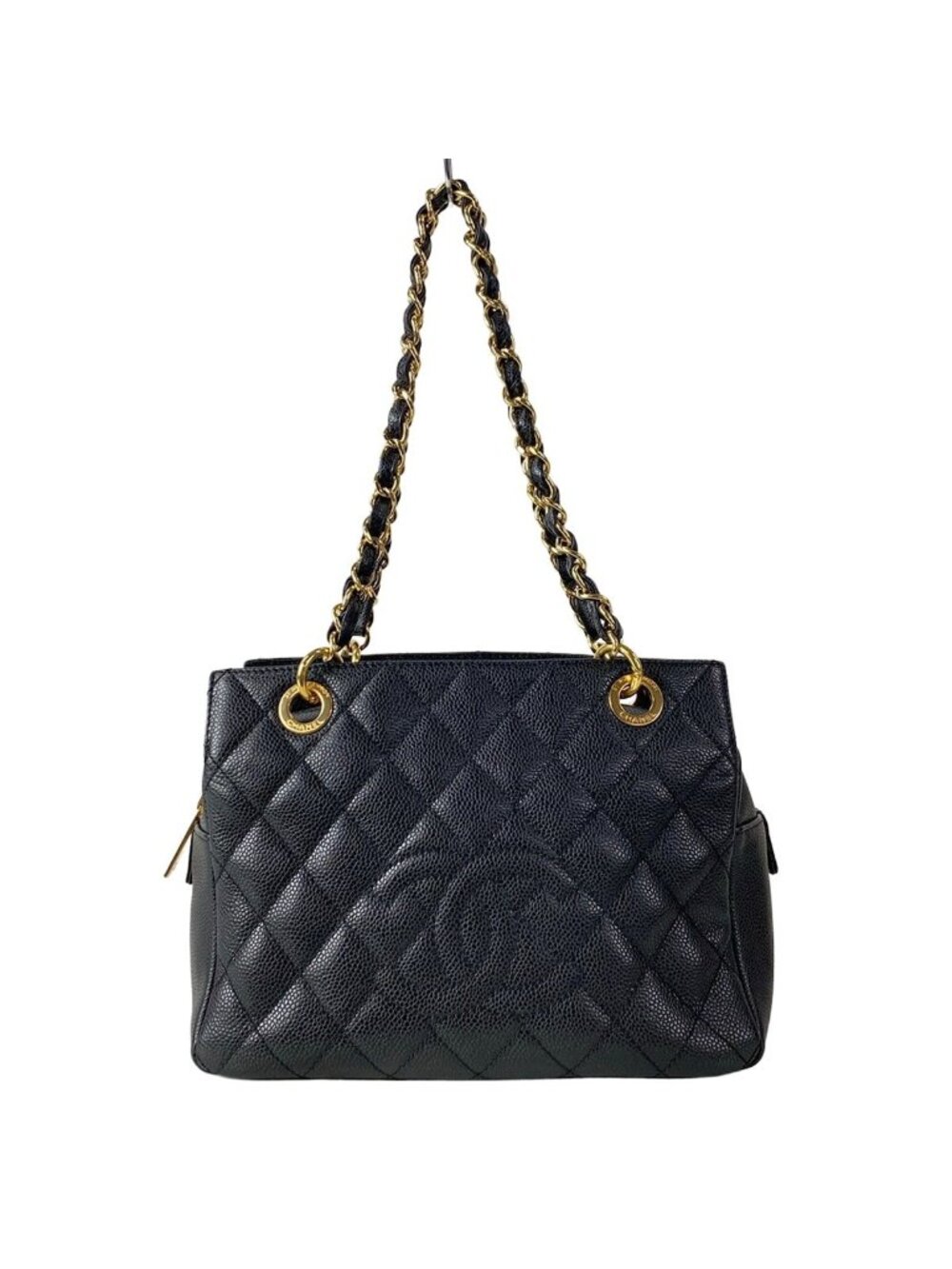Chanel Tote Bag Reprint Chain Black Shoulder Gold